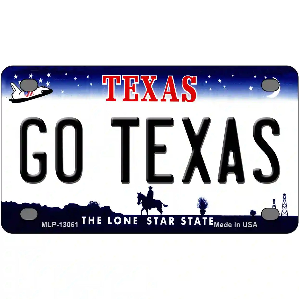 Go Texas Novelty Metal License Plate 4" x 2.2" (MLP)