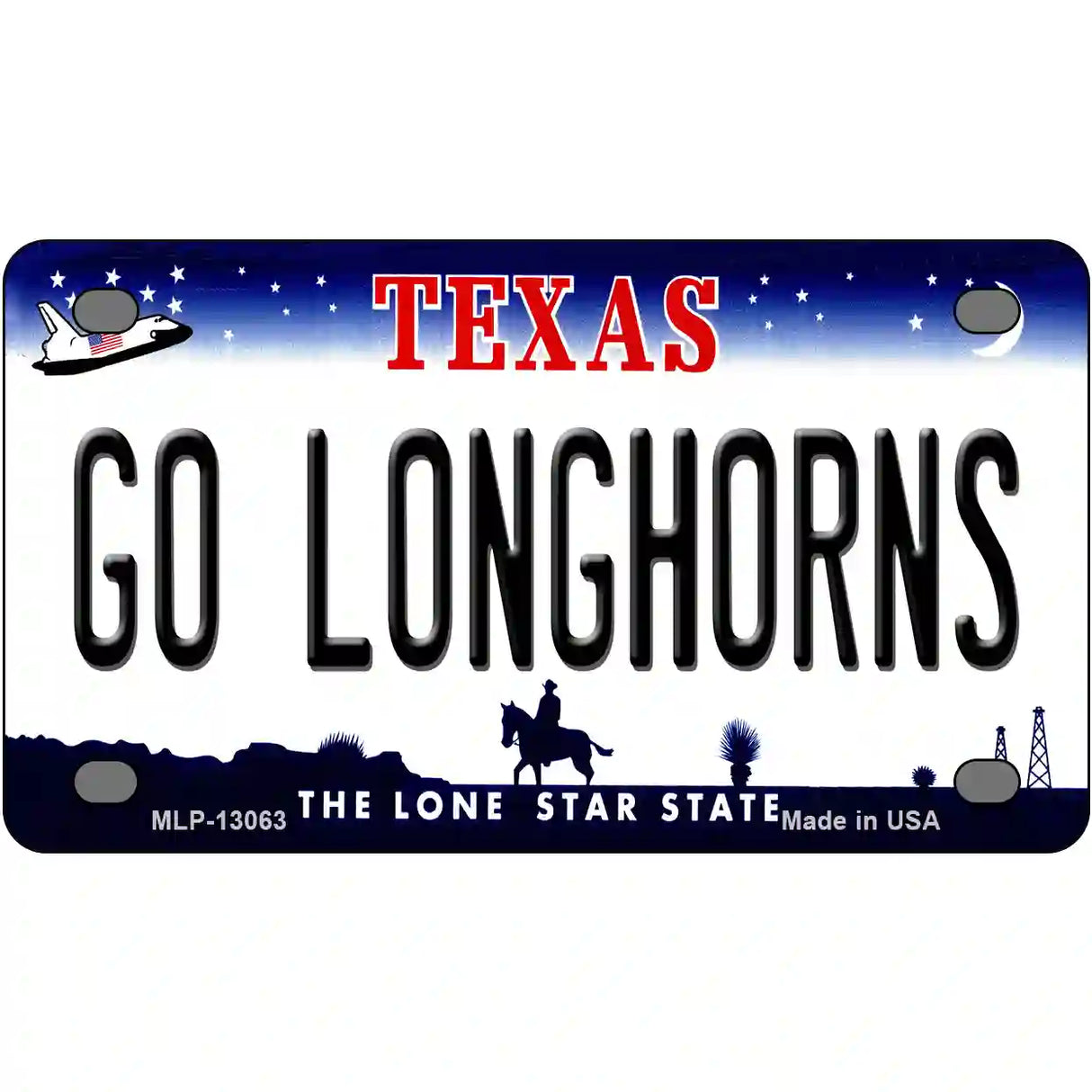 Go Longhorns Novelty Metal License Plate 4" x 2.2" (MLP)