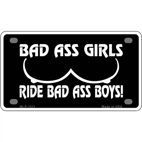 Bad Ass Girls Novelty Metal License Plate 4" x 2.2" (MLP)