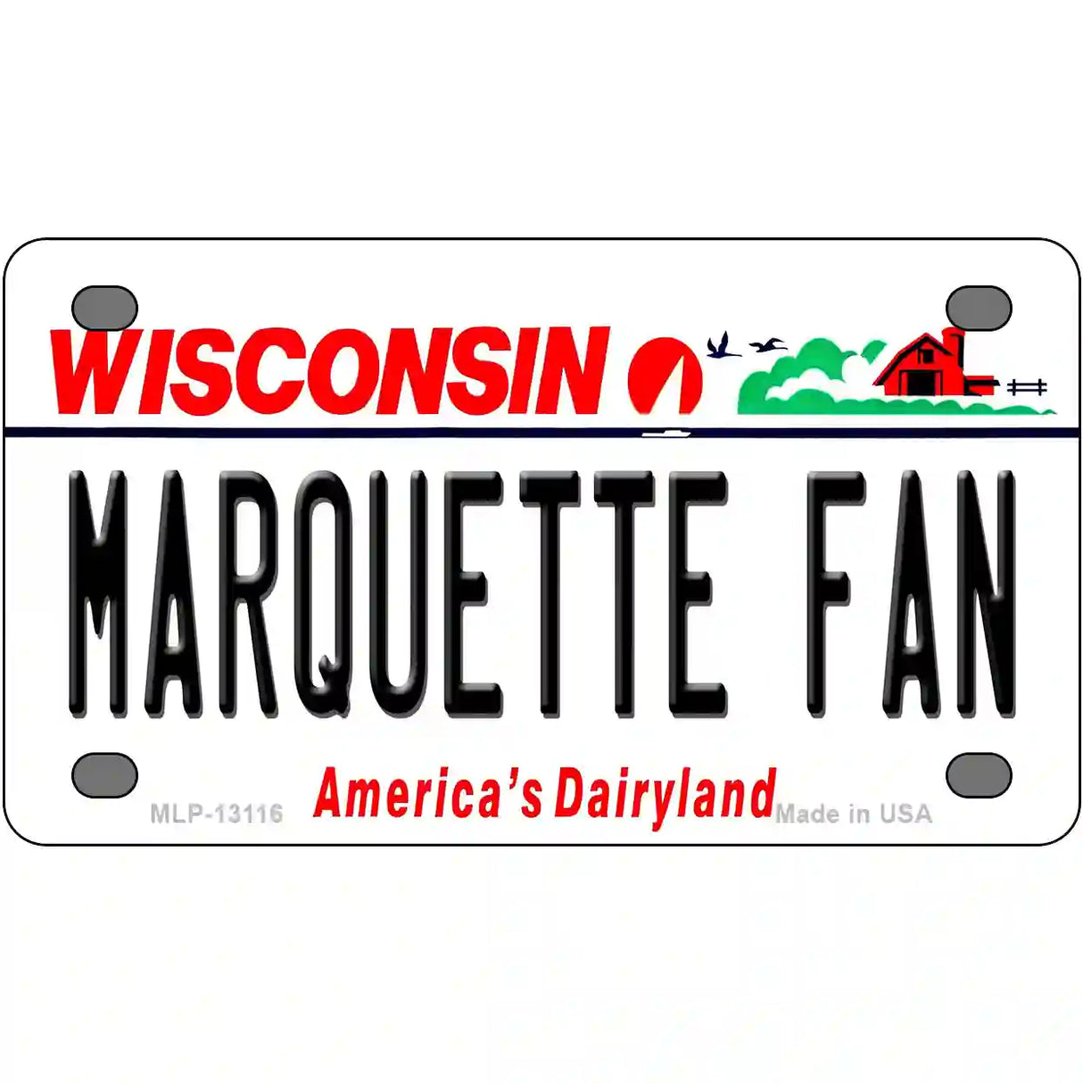 Marquette Fan Novelty Metal License Plate 4" x 2.2" (MLP)