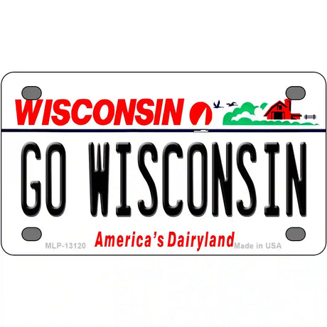 Go Wisconsin Novelty Metal License Plate 4" x 2.2" (MLP)