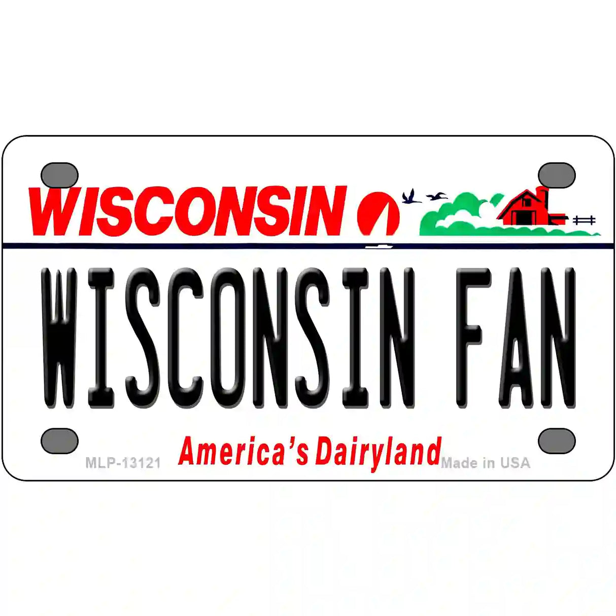 Wisconsin Fan Novelty Metal License Plate 4" x 2.2" (MLP)