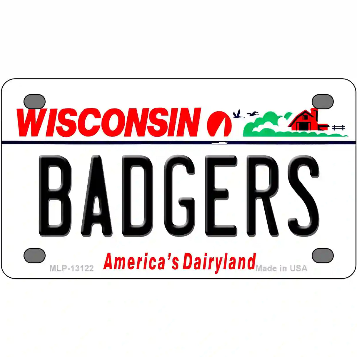 Badgers Novelty Metal License Plate 4" x 2.2" (MLP)