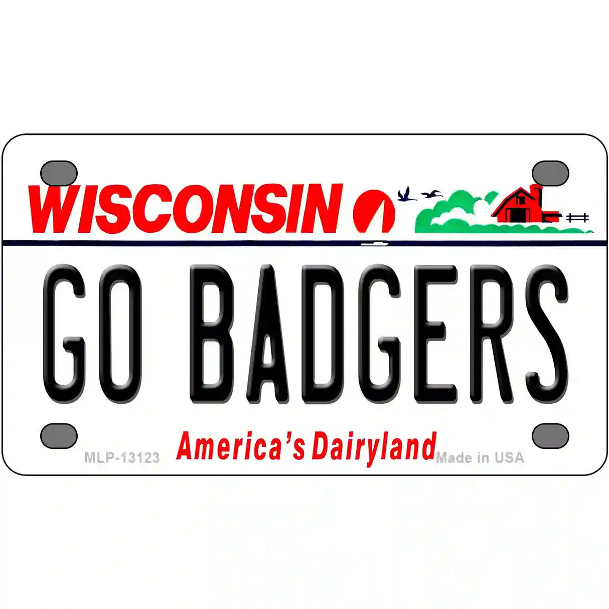 Go Badgers Novelty Metal License Plate 4" x 2.2" (MLP)