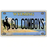 Go Cowboys Wyoming Novelty Metal License Plate 4" x 2.2" (MLP)