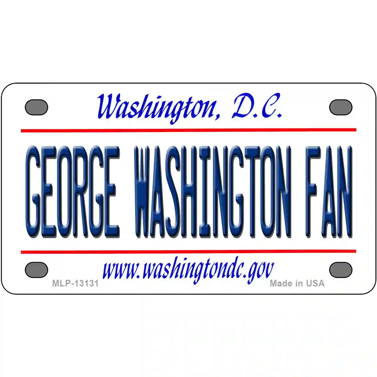 George Washington Fan Novelty Metal License Plate 4" x 2.2" (MLP)