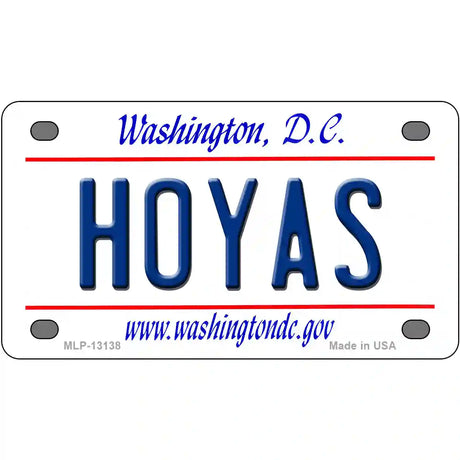 Hoyas Novelty Metal License Plate 4" x 2.2" (MLP)