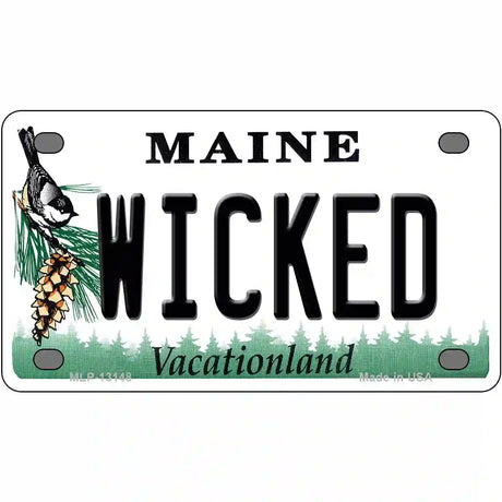 Wicked Maine Metal Novelty License Plate 4" x 2.2" (MLP)