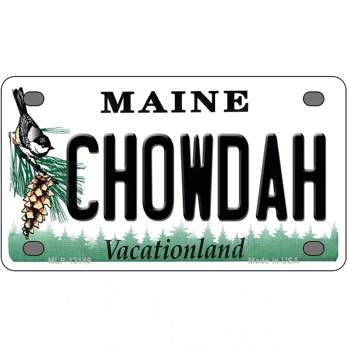 Chowdah Maine Metal Novelty License Plate 4" x 2.2" (MLP)