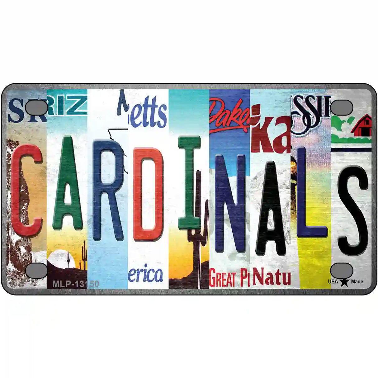 Cardinals Strip Art Novelty Metal License Plate Tag 4" x 2.2" (MLP)