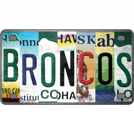 Broncos Strip Art Novelty Metal License Plate Tag 4" x 2.2" (MLP)