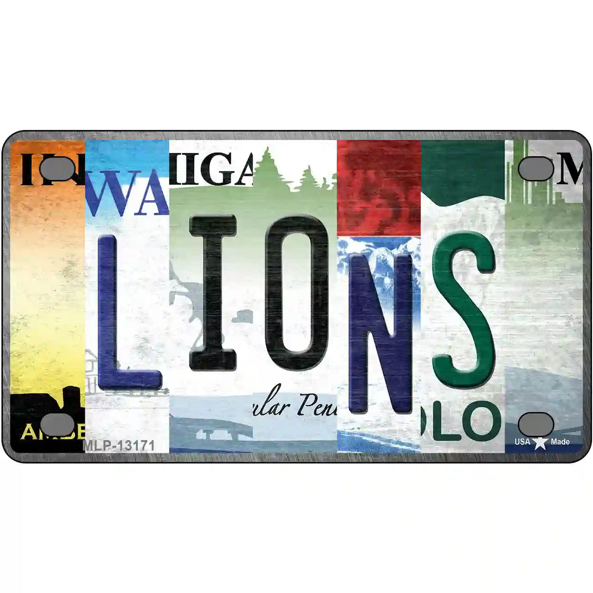 Lions Strip Art Novelty Metal License Plate Tag 4" x 2.2" (MLP)