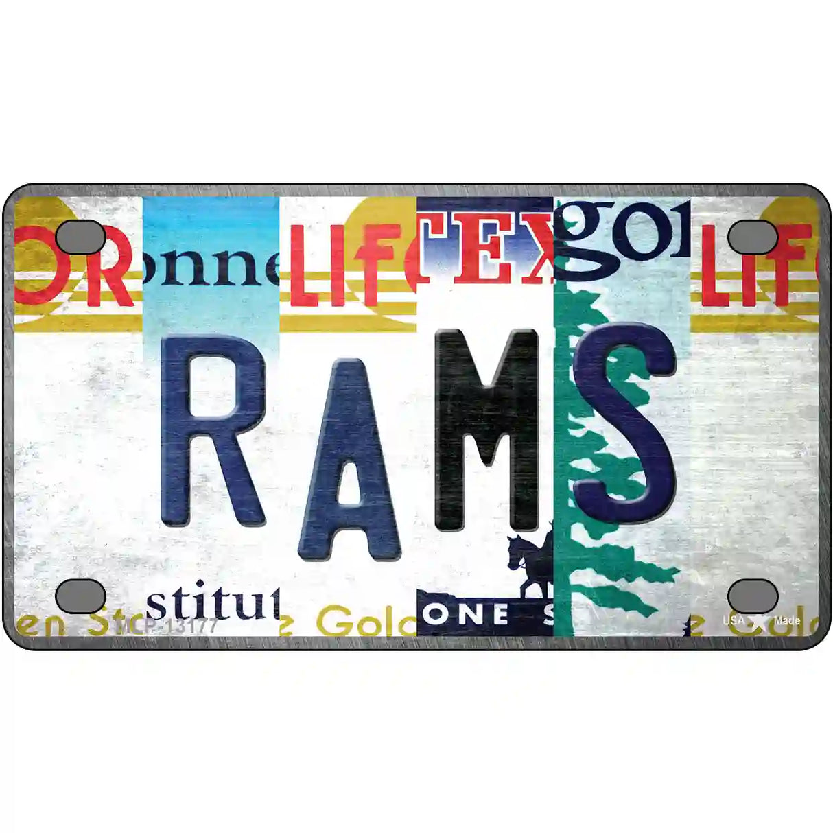 Rams Strip Art Novelty Metal License Plate Tag 4" x 2.2" (MLP)