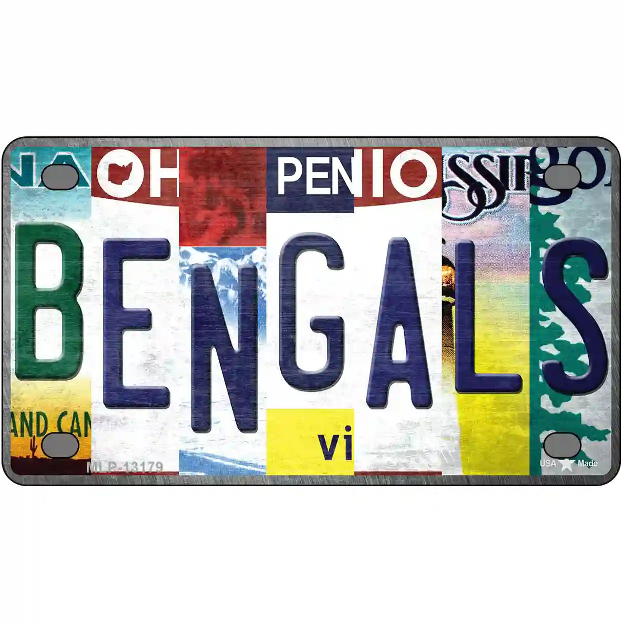 Bengals Strip Art Novelty Metal License Plate Tag 4" x 2.2" (MLP)