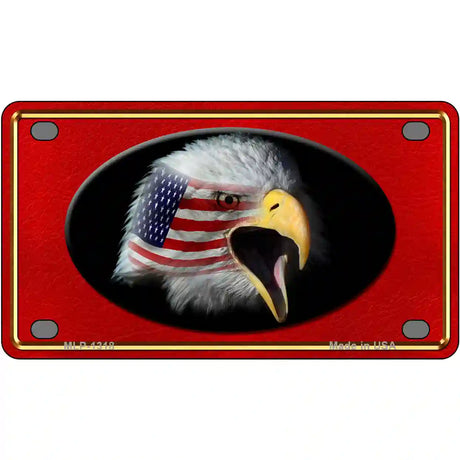 American Flag Eagle Red Novelty Metal License Plate 4" x 2.2" (MLP)