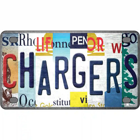 Chargers Strip Art Novelty Metal License Plate Tag 4" x 2.2" (MLP)