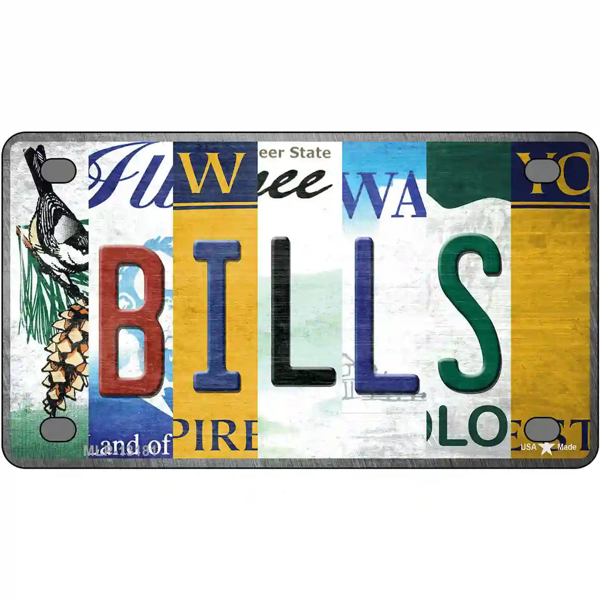 Bills Strip Art Novelty Metal License Plate Tag 4" x 2.2" (MLP)