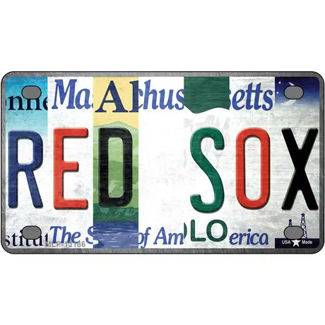 Red Sox Strip Art Novelty Metal License Plate Tag 4" x 2.2" (MLP)