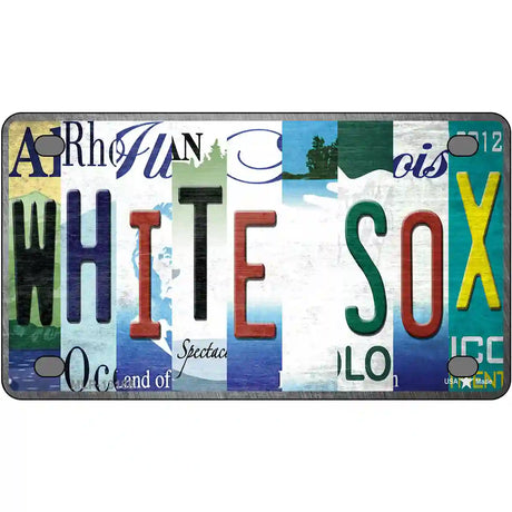 White Sox Strip Art Novelty Metal License Plate Tag 4" x 2.2" (MLP)