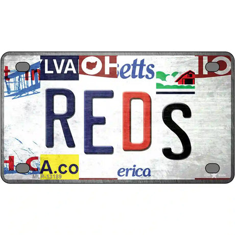 Reds Strip Art Novelty Metal License Plate Tag 4" x 2.2" (MLP)