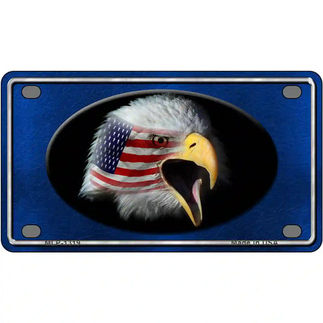 American Flag Eagle Blue Novelty Metal License Plate 4" x 2.2" (MLP)