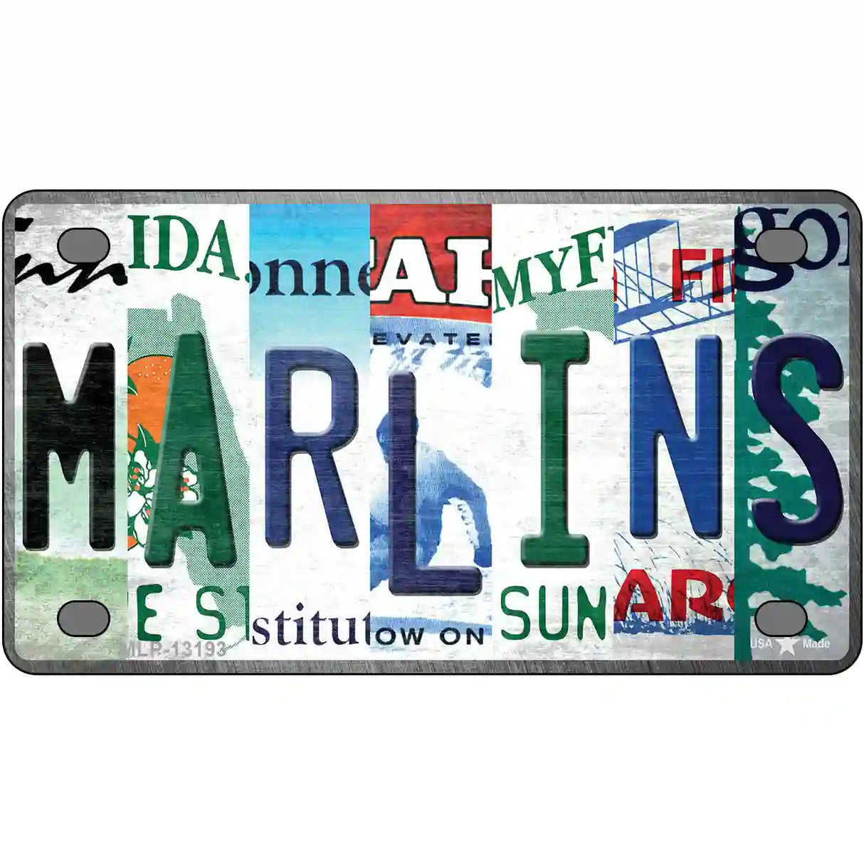 Marlins Strip Art Novelty Metal License Plate Tag 4" x 2.2" (MLP)