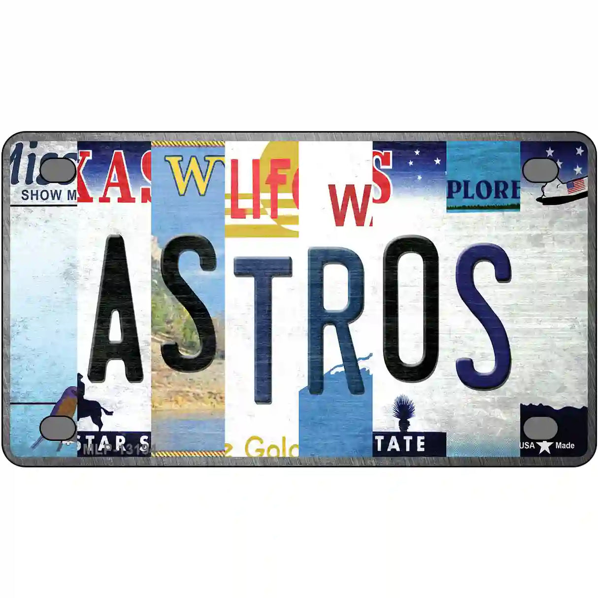 Astros Strip Art Novelty Metal License Plate Tag 4" x 2.2" (MLP)