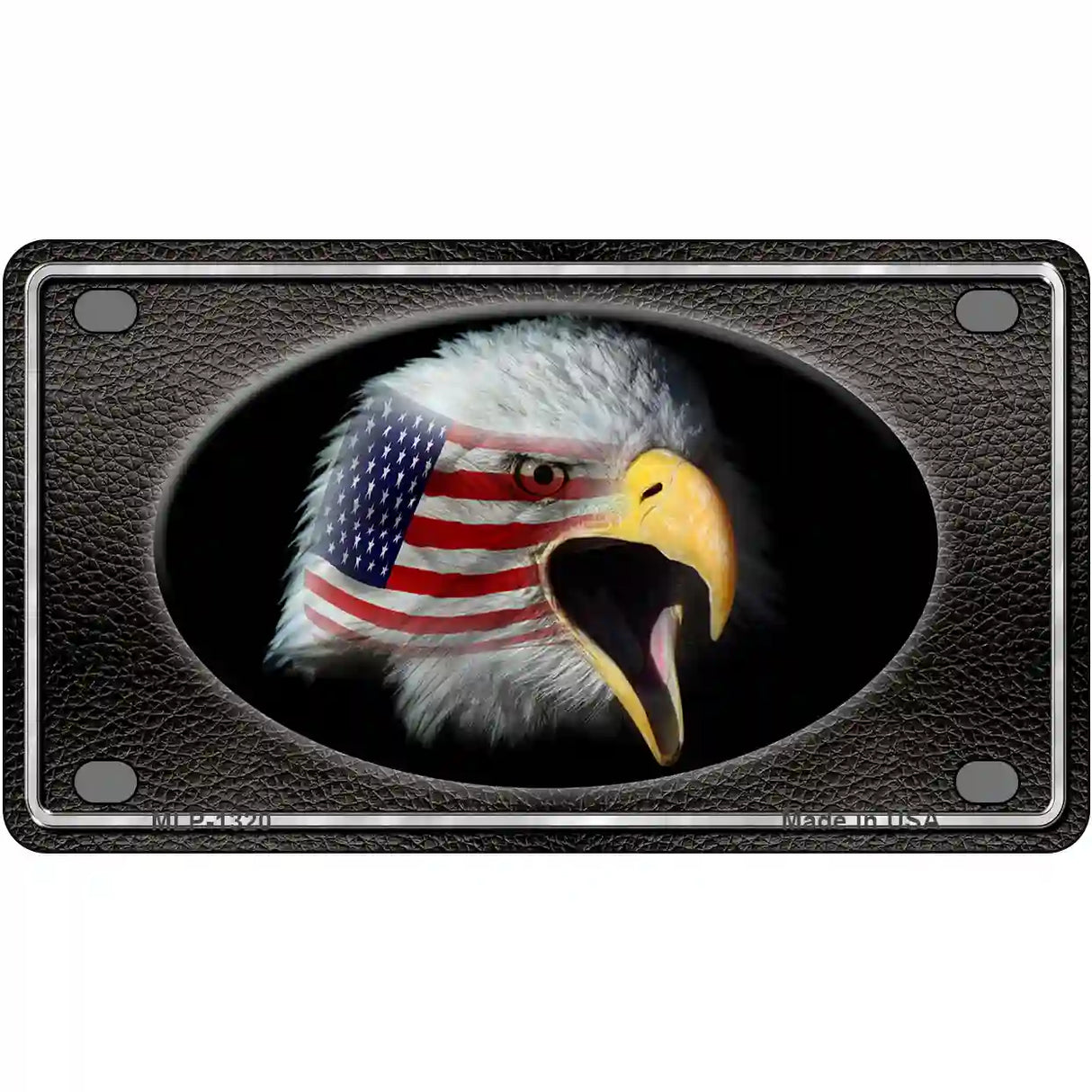 American Flag Eagle Black Novelty Metal License Plate 4" x 2.2" (MLP)