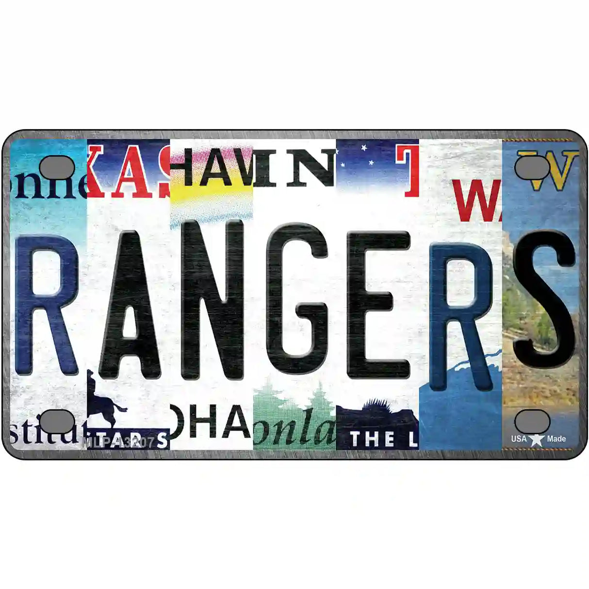 Rangers Strip Art Novelty Metal License Plate Tag 4" x 2.2" (MLP)