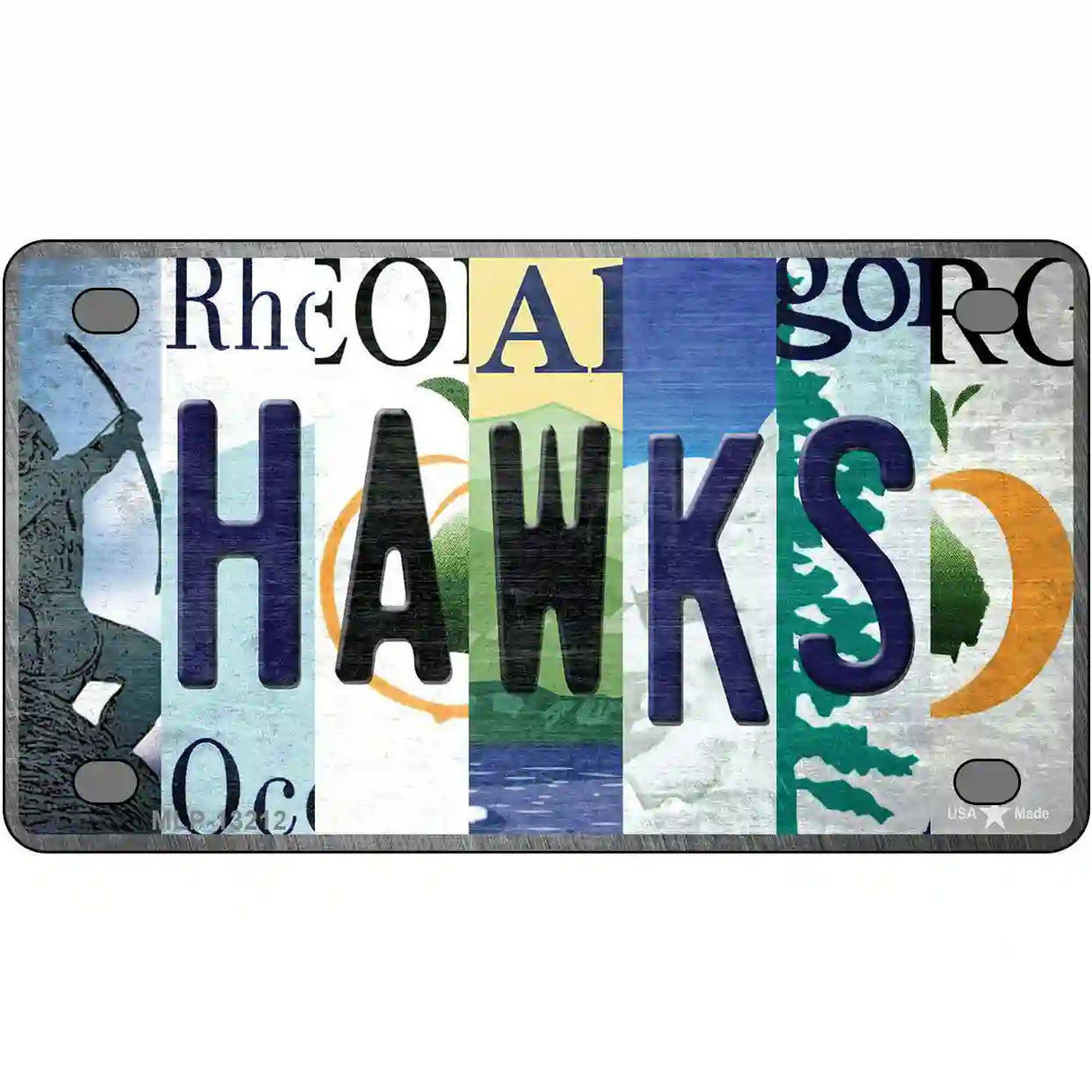 Hawks Strip Art Novelty Metal License Plate Tag 4" x 2.2" (MLP)