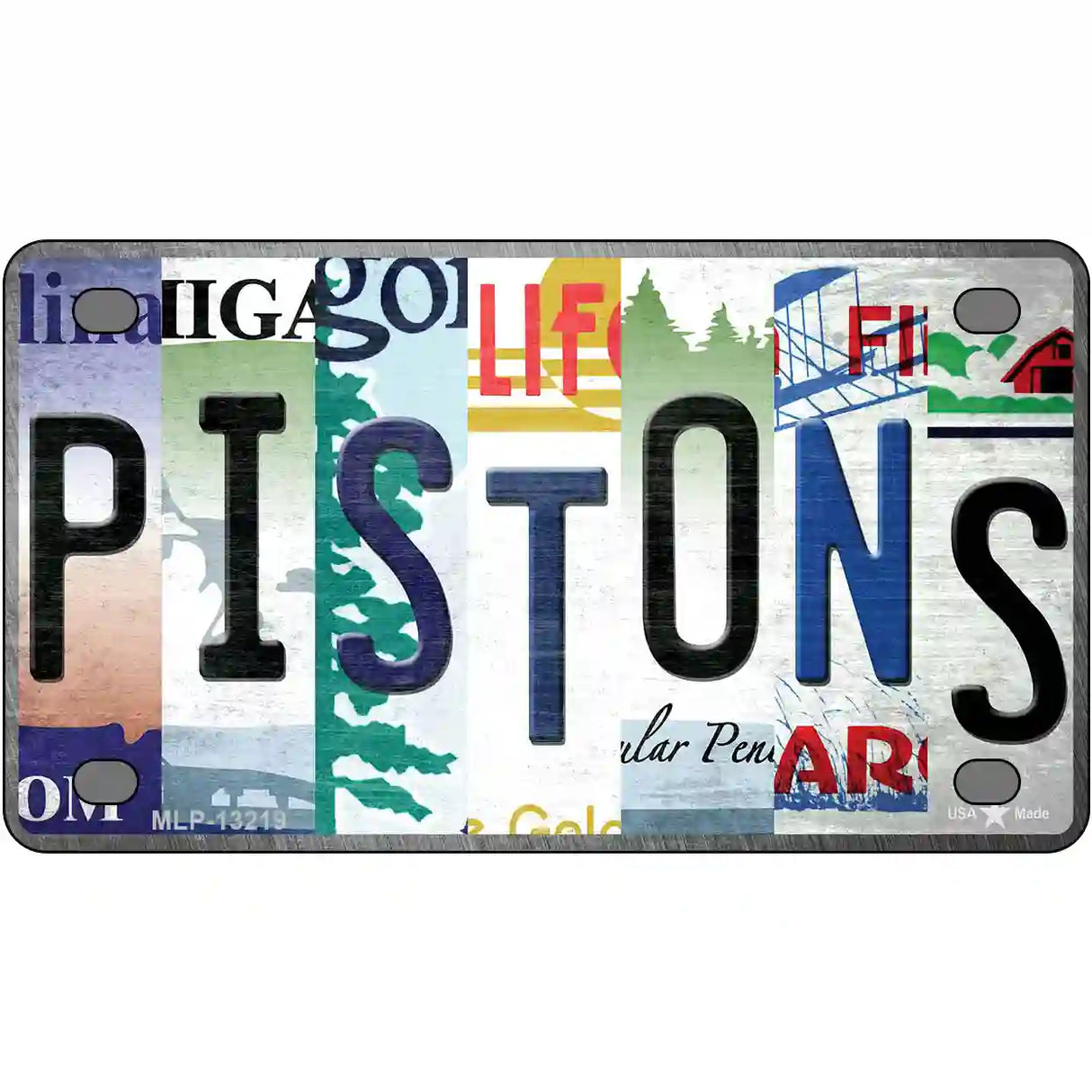 Pistons Strip Art Novelty Metal License Plate Tag 4" x 2.2" (MLP)