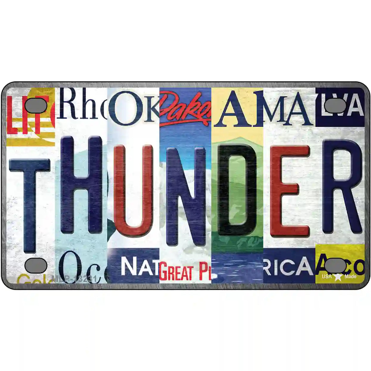 Thunder Strip Art Novelty Metal License Plate Tag 4" x 2.2" (MLP)