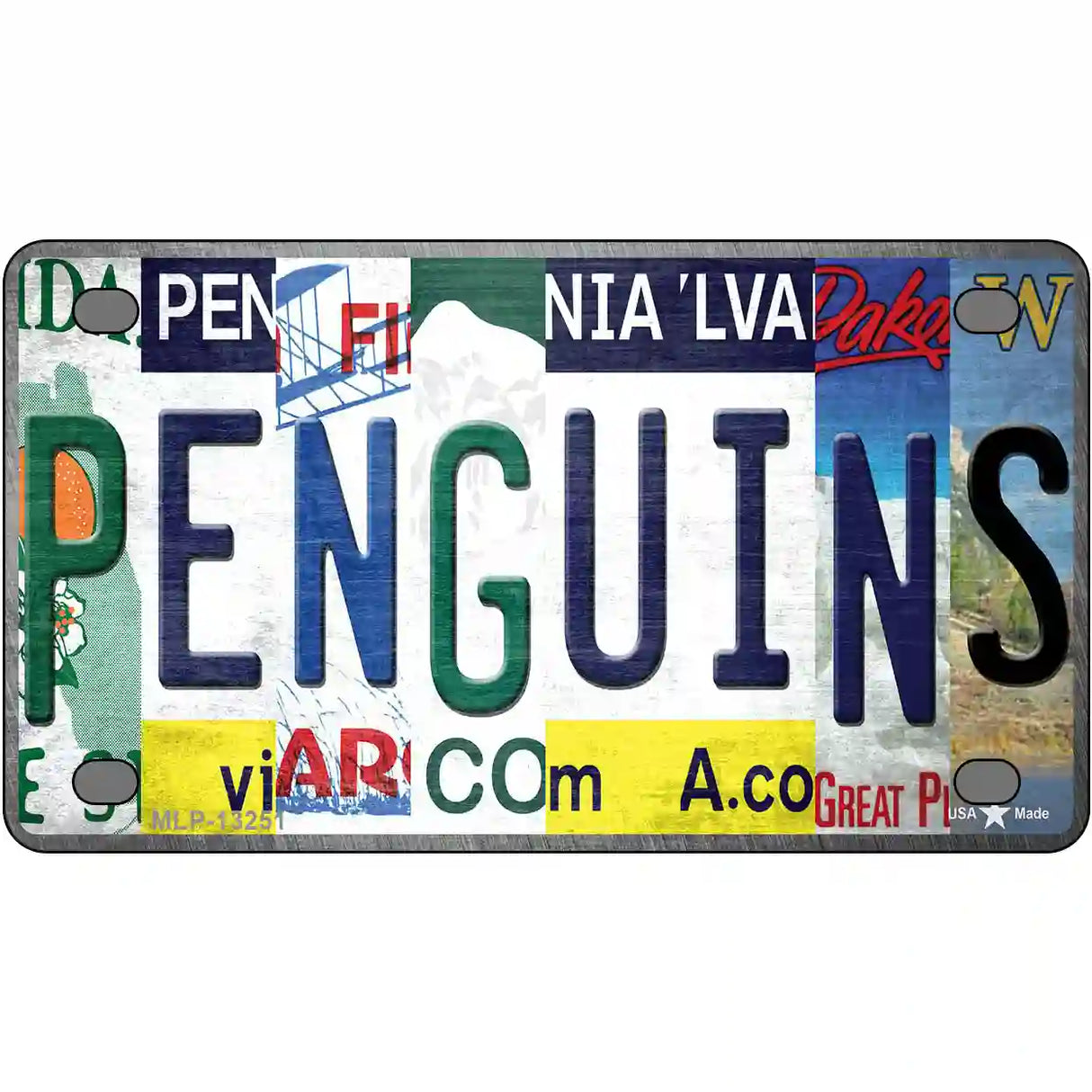 Penguins Strip Art Novelty Metal License Plate Tag 4" x 2.2" (MLP)