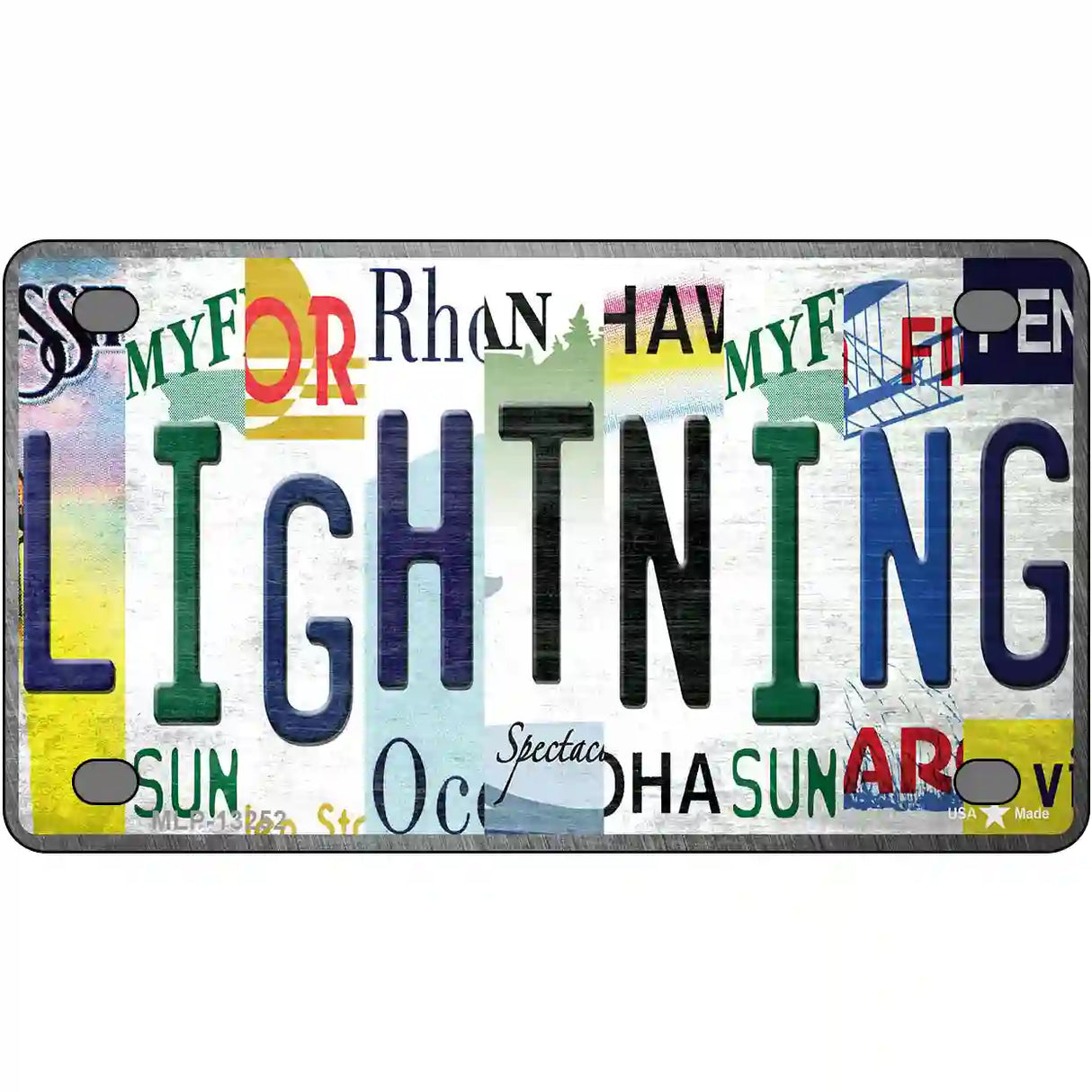 Lightning Strip Art Novelty Metal License Plate Tag 4" x 2.2" (MLP)