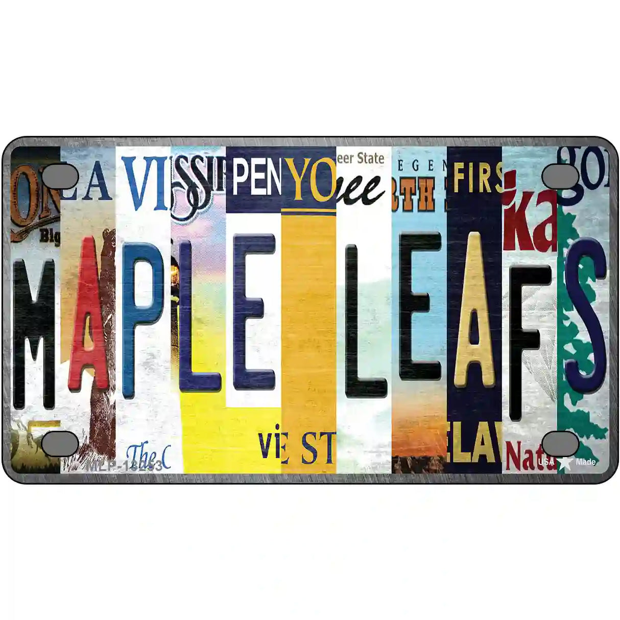 Maple Leafs Strip Art Novelty Metal License Plate Tag 4" x 2.2" (MLP)