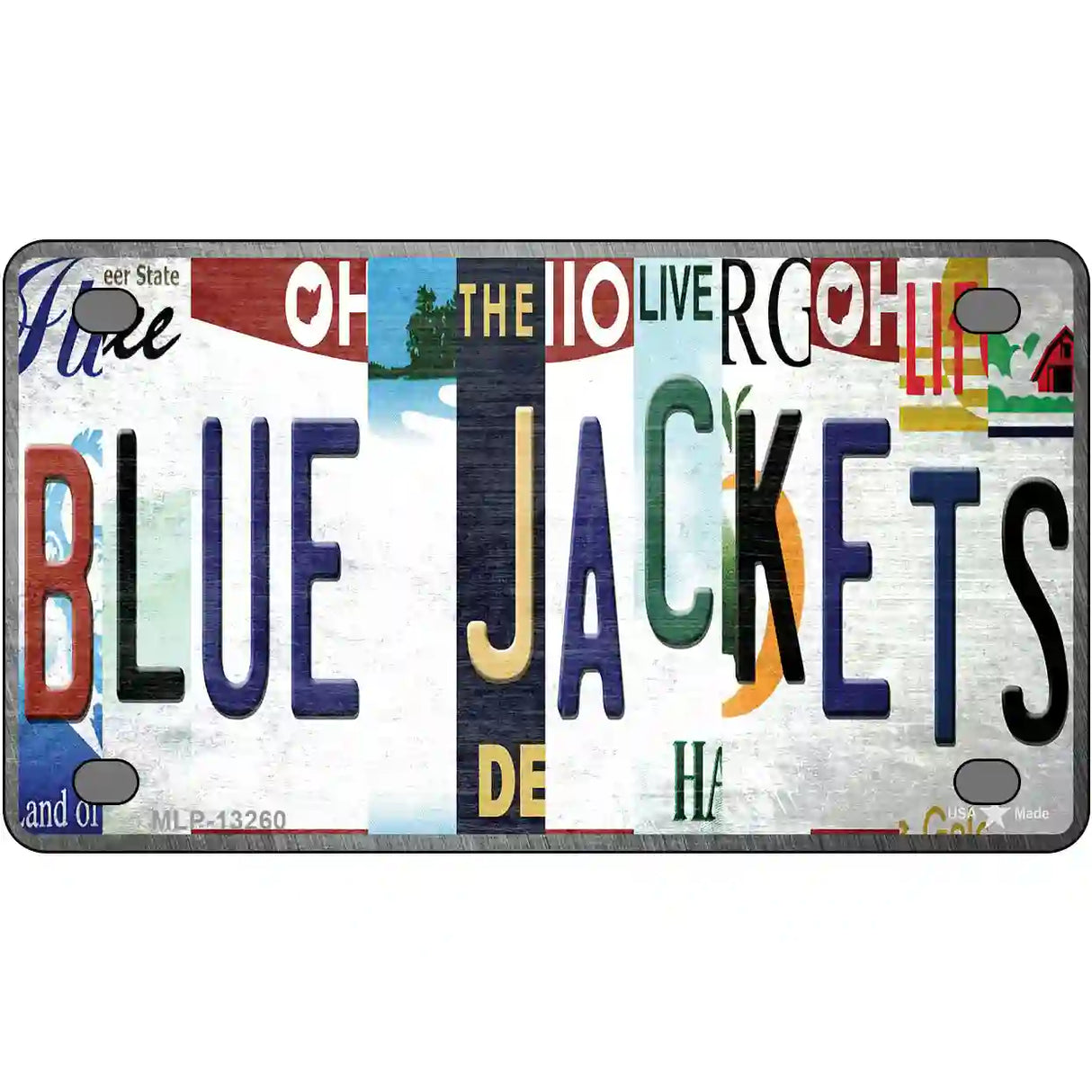 Blue Jackets Strip Art Novelty Metal License Plate Tag 4" x 2.2" (MLP)