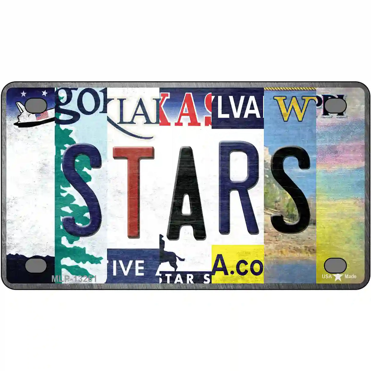 Stars Strip Art Novelty Metal License Plate Tag 4" x 2.2" (MLP)