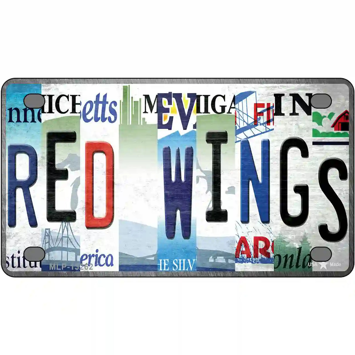 Red Wings Strip Art Novelty Metal License Plate Tag 4" x 2.2" (MLP)