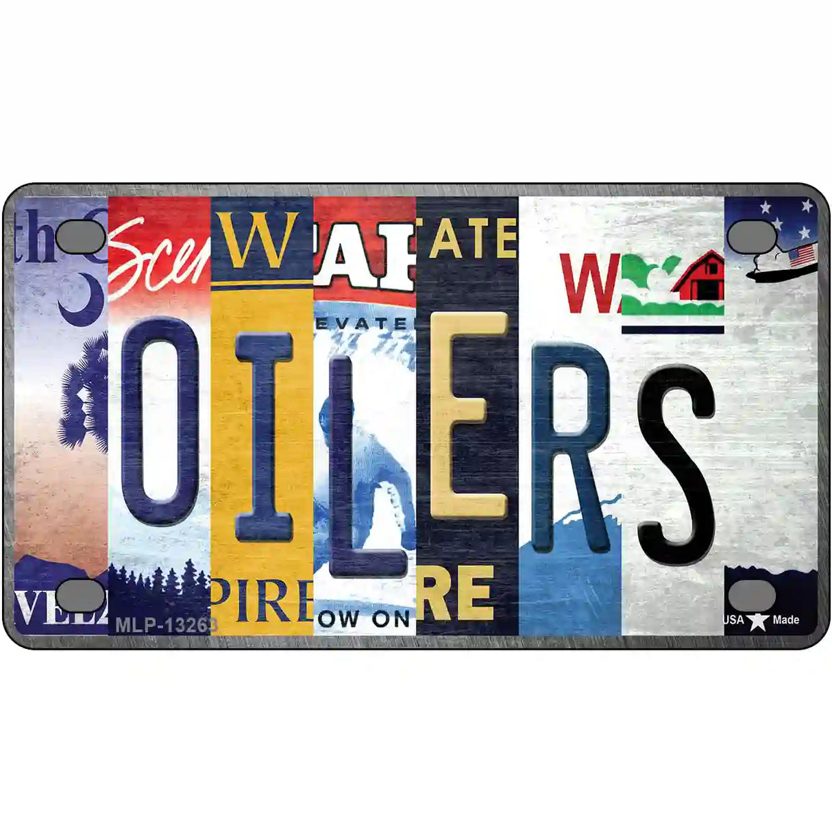 Oilers Strip Art Novelty Metal License Plate Tag 4" x 2.2" (MLP)