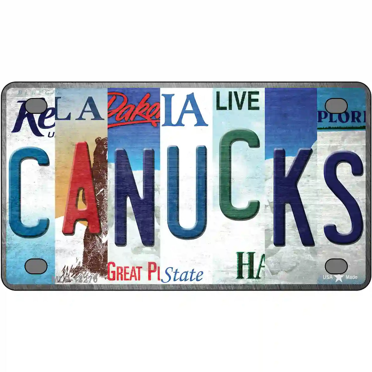 Canucks Strip Art Novelty Metal License Plate Tag 4" x 2.2" (MLP)