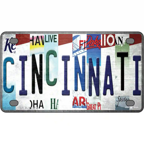 Cincinnati Strip Art Novelty Metal License Plate Tag 4" x 2.2" (MLP)