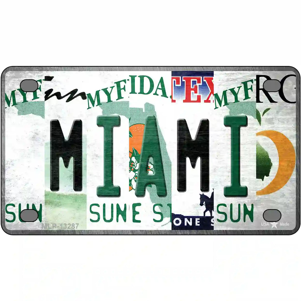 Miami Strip Art Novelty Metal License Plate Tag 4" x 2.2" (MLP)