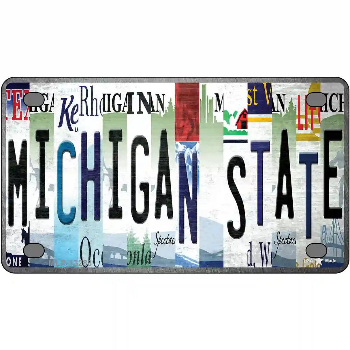 Michigan State Strip Art Novelty Metal License Plate Tag 4" x 2.2" (MLP)