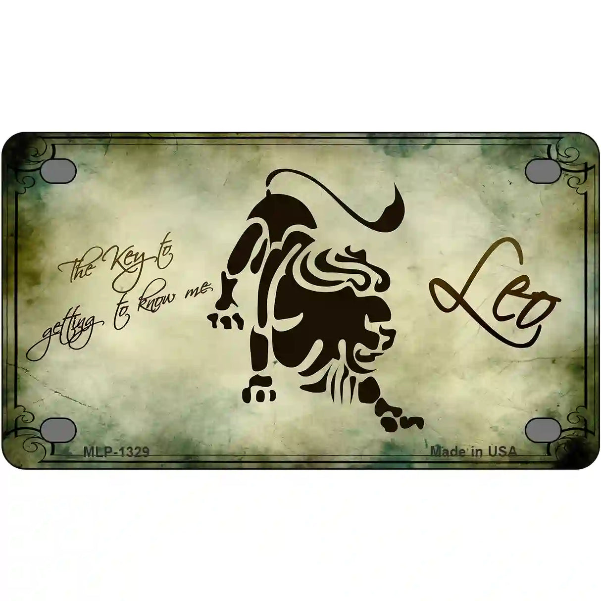 Leo Zodiac Novelty Metal License Plate 4" x 2.2" (MLP)