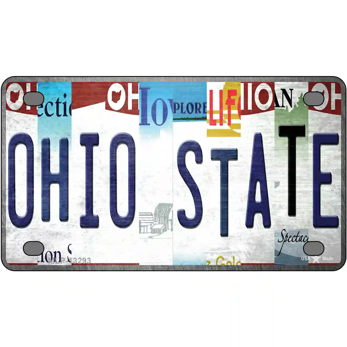 Ohio State Strip Art Novelty Metal License Plate Tag 4" x 2.2" (MLP)