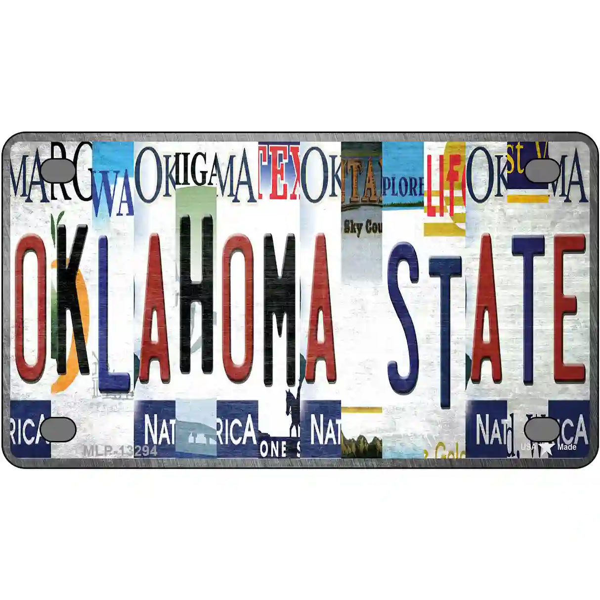 Oklahoma State Strip Art Novelty Metal License Plate Tag 4" x 2.2" (MLP)