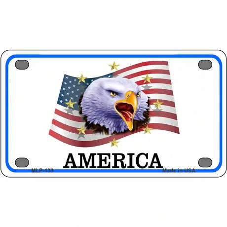 Waving Flag Bald Eagle Novelty Metal License Plate 4" x 2.2" (MLP)