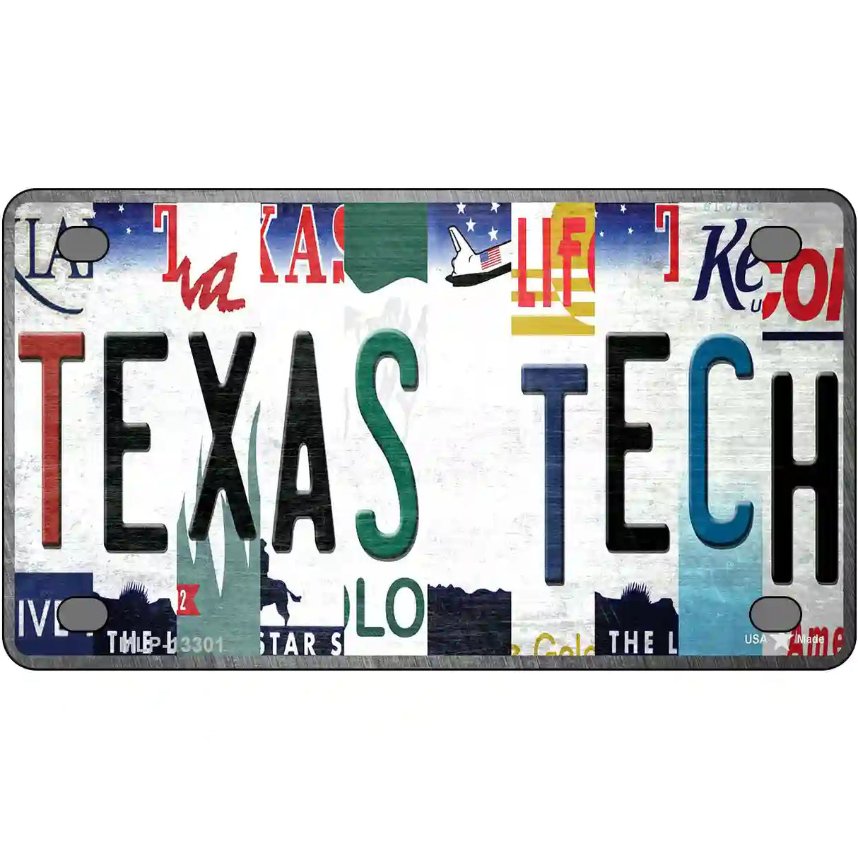 Texas Tech Strip Art Novelty Metal License Plate Tag 4" x 2.2" (MLP)