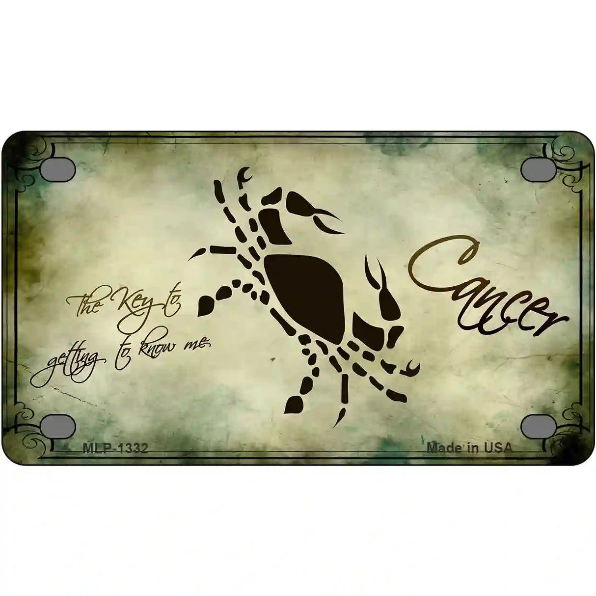 Cancer Zodiac Novelty Metal License Plate 4" x 2.2" (MLP)