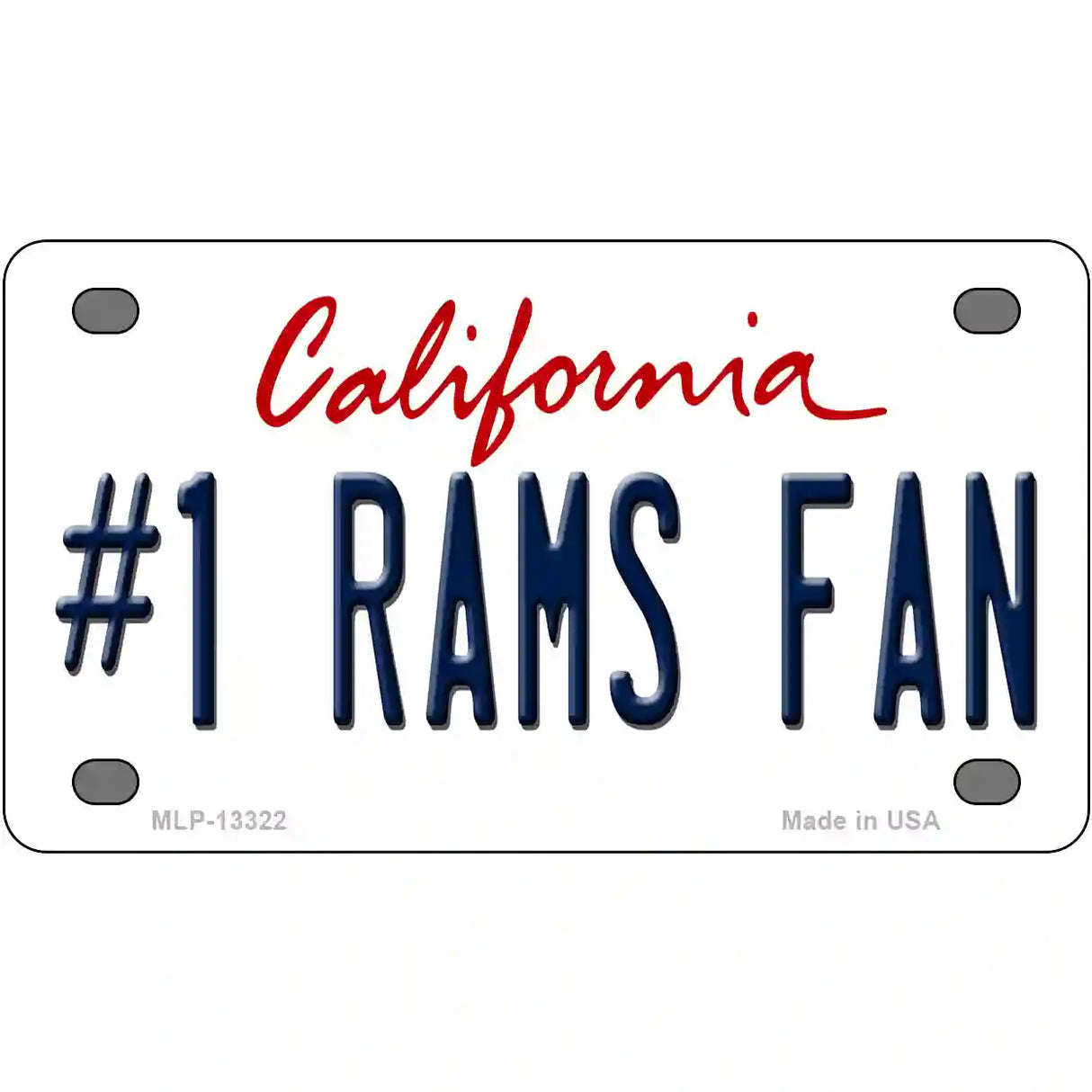 Number 1 Rams Fan Novelty Metal License Plate Tag 4" x 2.2" (MLP)